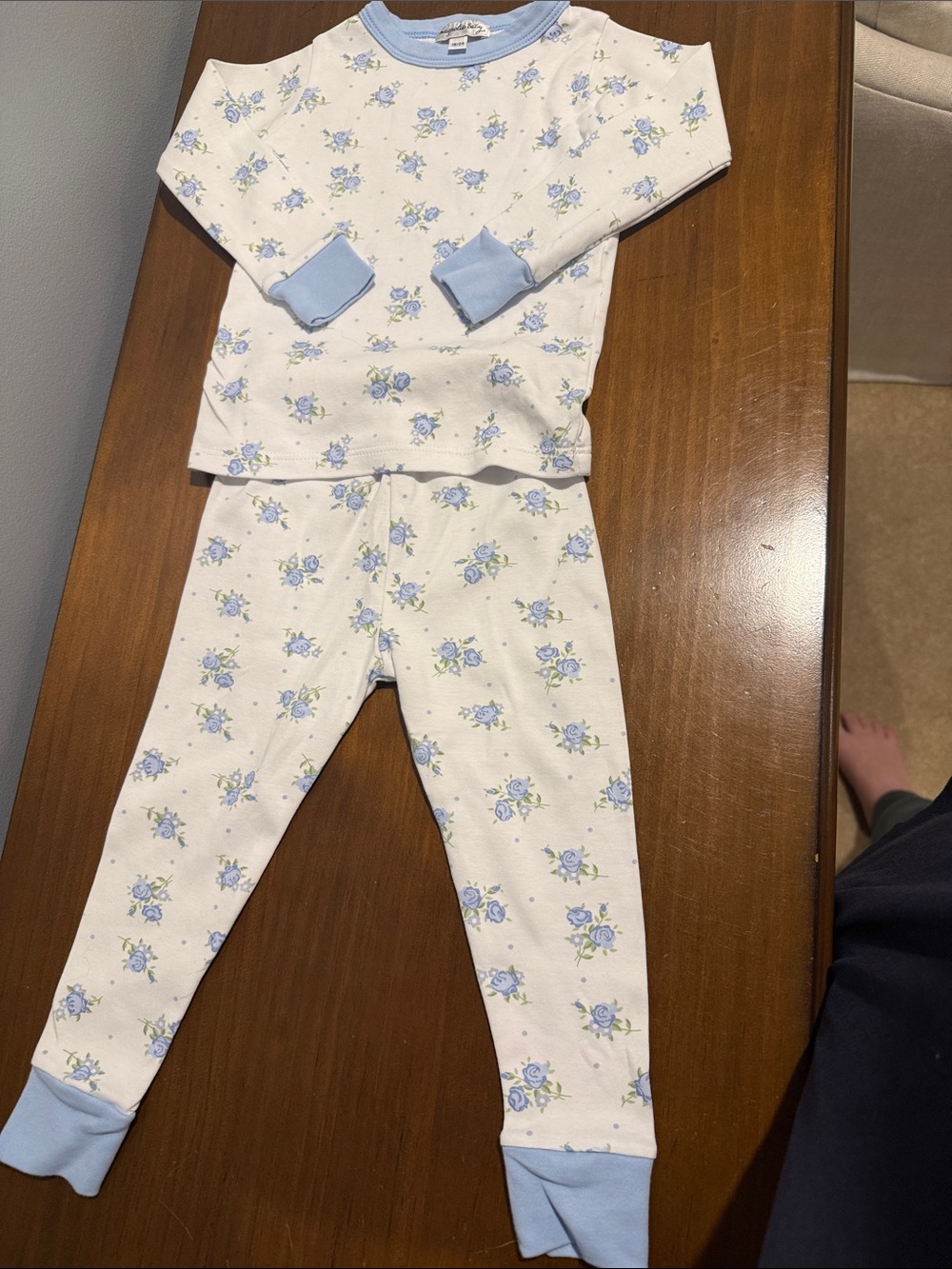 Magnolia Baby Blue Rose Floral Long Sleeve Pajama Set